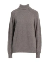 Drumohr Woman Turtleneck Khaki Size M Lambswool In Beige