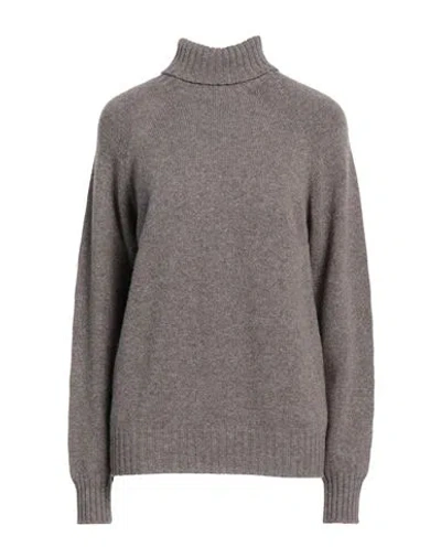 Drumohr Woman Turtleneck Khaki Size M Lambswool In Beige