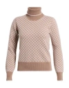 Drumohr Woman Turtleneck Light Brown Size L Cashmere