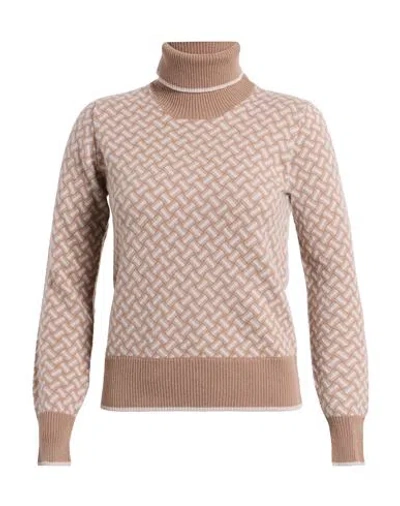 Drumohr Woman Turtleneck Light Brown Size L Cashmere