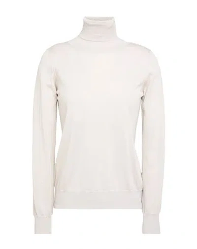 Drumohr Woman Turtleneck Light Grey Size L Cashmere, Merino Wool, Silk In White