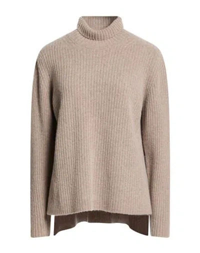 Drumohr Woman Turtleneck Light Grey Size M Virgin Wool, Cashmere In Brown