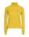 Drumohr Woman Turtleneck Lime Green Size M Super 140s Wool In Yellow