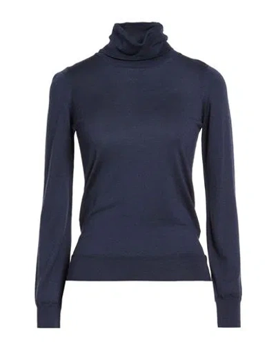 Drumohr Woman Turtleneck Midnight Blue Size Xl Cashmere, Merino Wool, Silk
