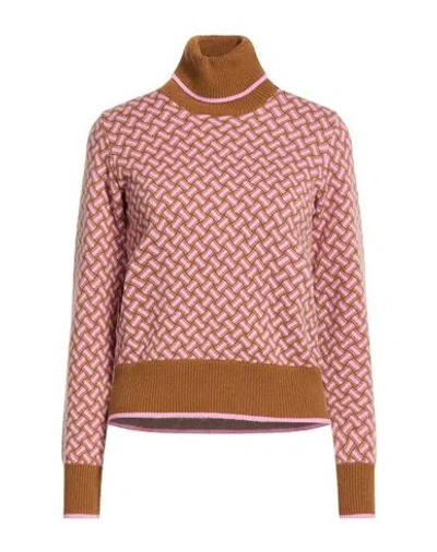 Drumohr Woman Turtleneck Pink Size Xs Cashmere In Animal Print