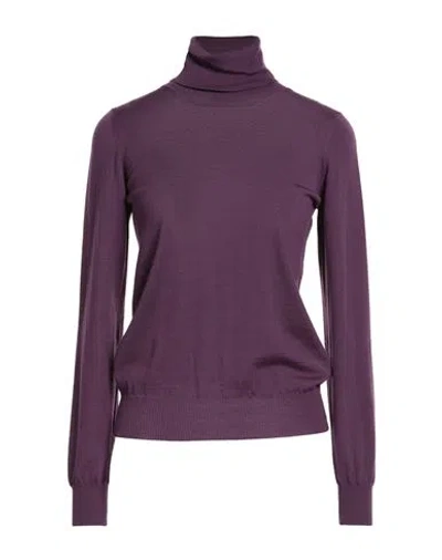 Drumohr Woman Turtleneck Purple Size Xxl Super 140s Wool