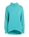 Drumohr Woman Turtleneck Turquoise Size M Cashmere In Blue