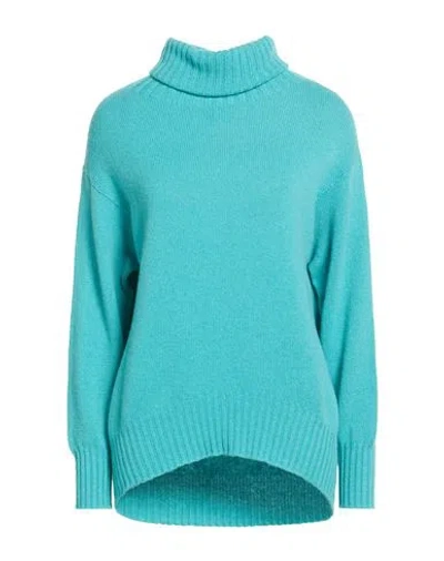 Drumohr Woman Turtleneck Turquoise Size M Cashmere In Blue