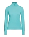 Drumohr Woman Turtleneck Turquoise Size L Merino Wool In Blue