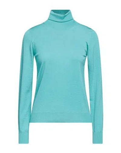 Drumohr Woman Turtleneck Turquoise Size L Merino Wool In Blue