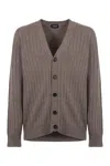 Drumohr Long-sleeved Knitted Cardigan In Grey