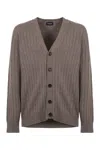 Drumohr Long-sleeved Knitted Cardigan In Grey