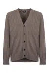 Drumohr Long-sleeved Knitted Cardigan In Grey