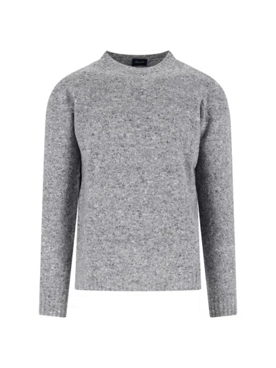 Drumohr Cashmere And Wool Knit Sweater With Ribbed Finishes In Gray