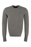 Drumohr Crew Neck Brushed Sweater In Grey