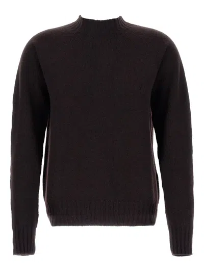 Drumohr Wool Crew-neck Sweater In Brown