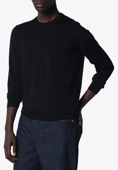 Drumohr Wool Crewneck Sweater In Black