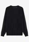Drumohr Dark Grey Wool Crew-neck Sweater In Gray