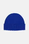 Drumohr Cashmere Ribbed Beanie Hat In Blue
