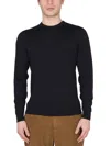 Drumohr Tailored Cross-neck Wool Jersey With Ribbed Collar In Black