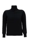 Drumohr Wool Knit Turtleneck Sweater With Ribbed Collar In Black