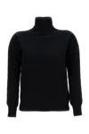 Drumohr Wool Knit Turtleneck Sweater With Ribbed Collar In Black