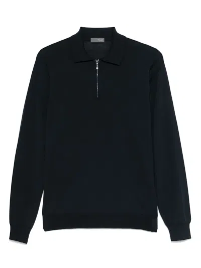 Drumohr Wool Polo Shirt In Blue