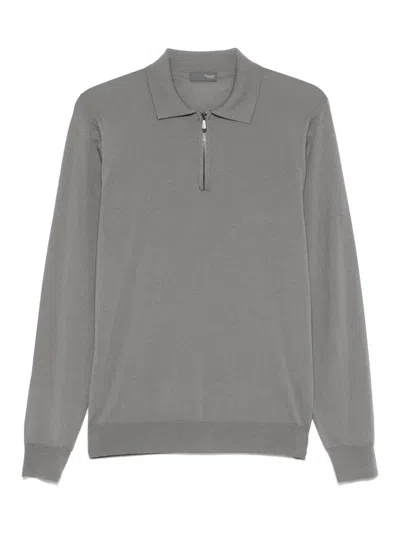 Drumohr Wool Polo Shirt In Grey