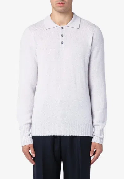 Drumohr Wool Polo Sweater In White