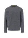 Drumohr Soft Textured Crewneck Sweater With Ribbed Cuffs In Gray