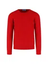 Drumohr Timeless Crewneck Sweater With Ribbed Details In Red