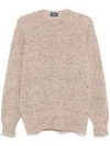 Drumohr Wool Cashmere Blend Crew Neck Sweater In Beige