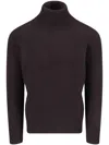 Drumohr Ribbed Turtleneck Crewneck Sweater In Brown