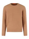 Drumohr Ribbed Crewneck Sweater With Long Sleeves In Brown