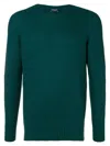 Drumohr Green Crewneck Fuzzy Knit Sweater In Multi
