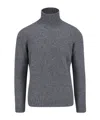Drumohr Ribbed Turtleneck Sweater Long Sleeves In Gray
