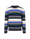 Drumohr Striped Crew Neck Long Sleeve Sweater In Multi