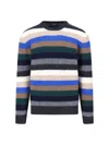 Drumohr Striped Crew Neck Long Sleeve Sweater In Multi