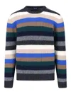 Drumohr Striped Crew Neck Long Sleeve Sweater In Multi