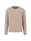 Drumohr Soft Textured Crewneck Sweater With Ribbed Cuffs In Neutral