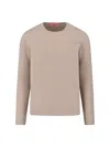 Drumohr Soft Textured Crewneck Sweater With Ribbed Cuffs In Neutral