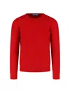 Drumohr Timeless Crewneck Sweater With Ribbed Details In Red