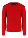 Drumohr Timeless Crewneck Sweater With Ribbed Details In Red