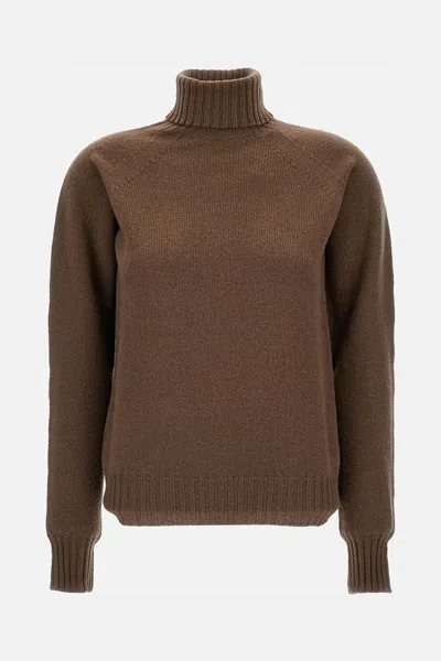 Drumohr Turtleneck Wool Sweater In Brown