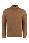 Drumohr Wool Turtleneck Sweater In Brown
