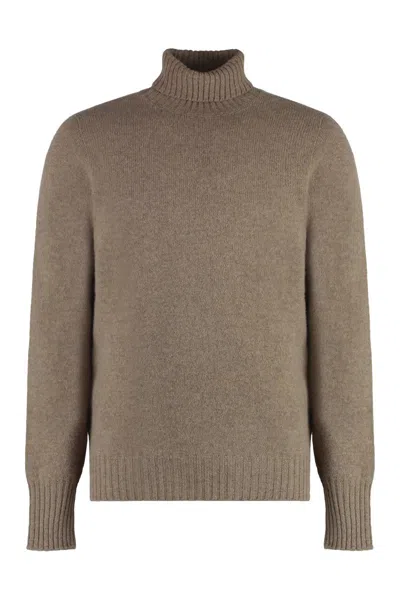 Drumohr Wool Turtleneck Sweater In Beige