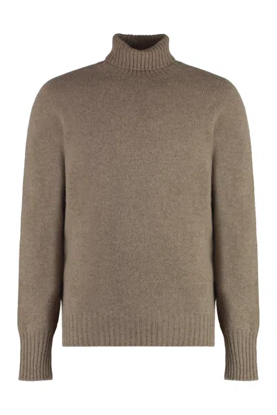 Drumohr Wool Turtleneck Sweater In Brown