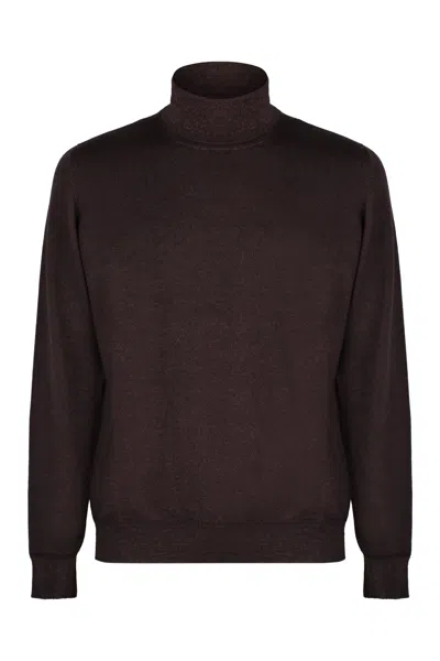 Drumohr Wool Turtleneck Sweater In Brown