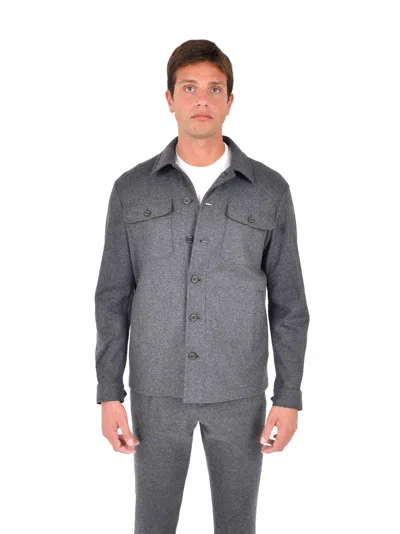 Drumohr Wool-cashmere Blend Shirt In Gray