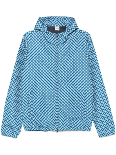 Drumohr Geometric Pattern Lightweight Jacket In Blue